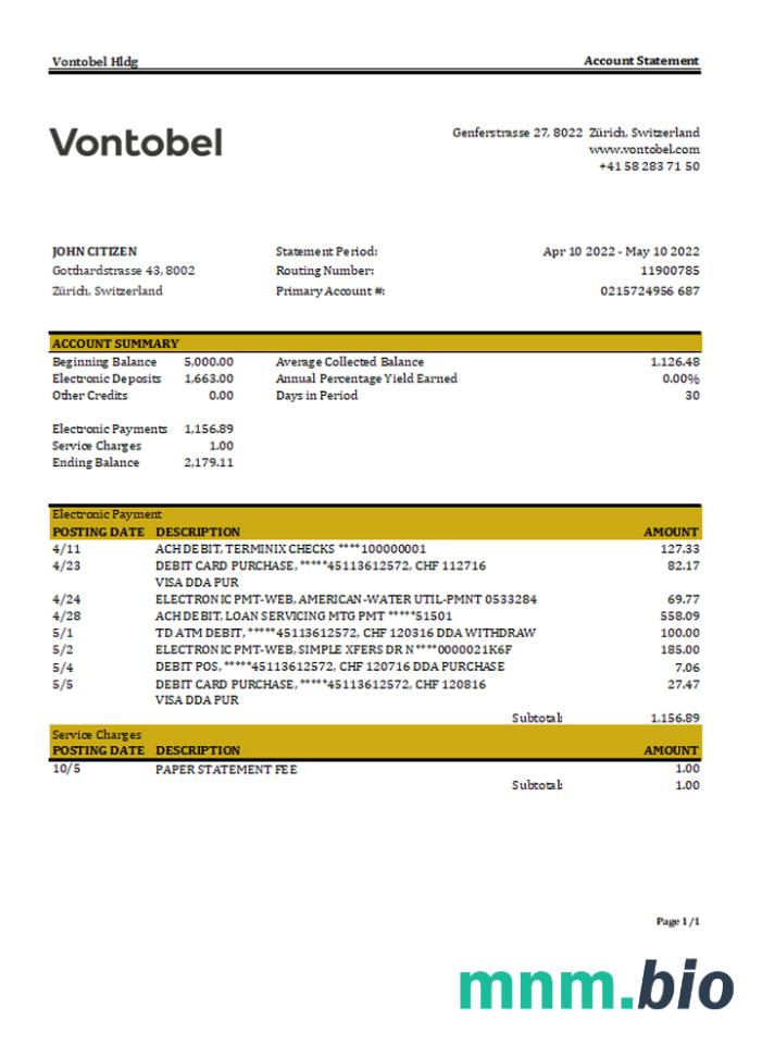 Szwajcaria UBS szablon w formacie excel pdf